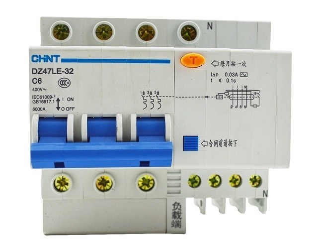 Rcbo CHINT DZ47LE 3P+N 50,60A  30mA